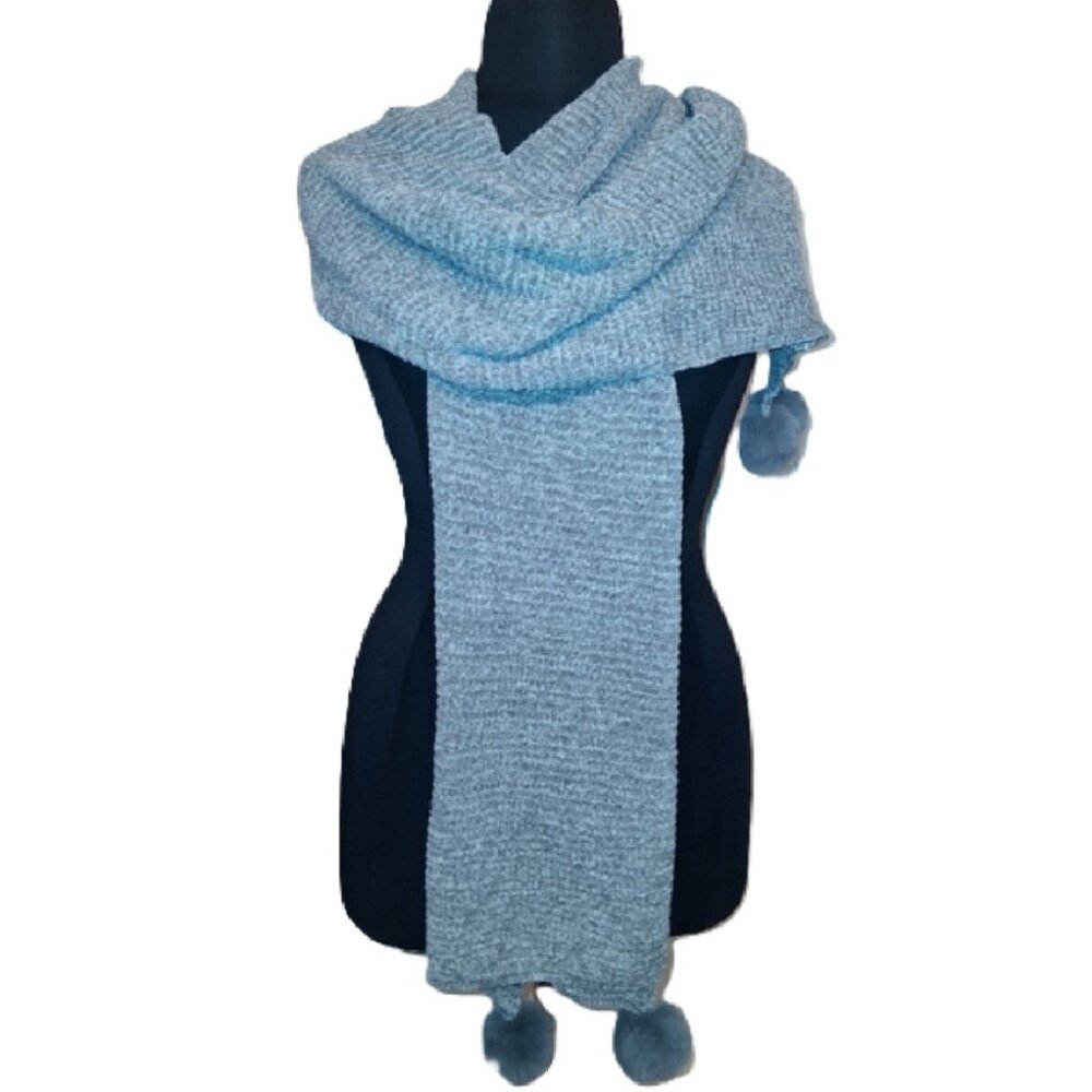 Boogaloos Woman's Oversized Pom Pom Knit Sweater Scarf NWT - Picture 4 of 5